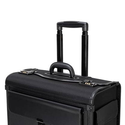 Alpine Swiss Wheeled Briefcase | Rolling Briefcase Locking Telescopic Handle 4 Replaceable Wheels | Pilot Lawyer Litigator Attache Case | 17” Laptop Compartment | Dual Combo Locks | Organizer Pockets