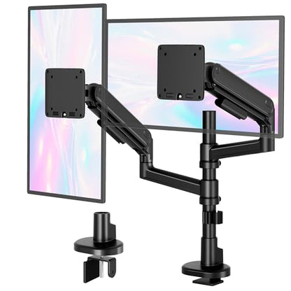monTEK Dual Monitor Arm, Vertical Stackable 17–40" Full Motion，Black | Vertical Stackable Mechanical Spring For 17–40"Ultrawide Monitor, Hold Up To 26.4 Lbs Each, Compatible With 75/100 VESA Mount - size: Dual Arm without USB