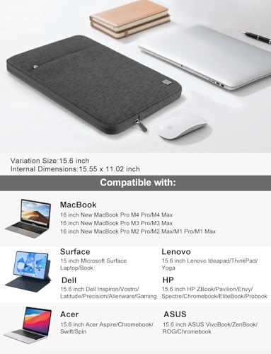 DOMISO Laptop Case Laptop Sleeve Cover for 16 inch MacBook Pro M4/M3/M2/M1 Pro/Max A3403 A3186 A2991 A2780 A2485 A2141,Compatible with 15.6 inch HP Lenovo Dell XPS 16,Dark Grey - color: Dark Grey, size: 15.6 inch