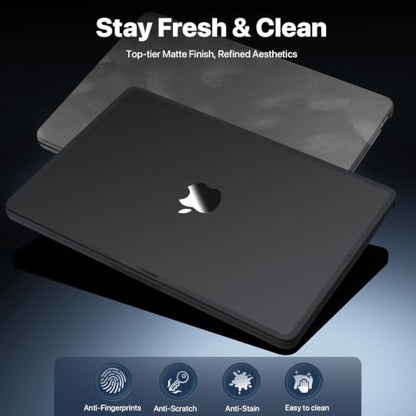 Soonjet FlexArmor for MacBook Air 13 inch Case | M5 M4 M3 M2 2026 2025-2022 | Hybrid Design, Cushioned Edges | Anti-Crack Defense | Ultra-Thin Hard Shell Laptop Cover 13.6'' (Noble Black Clear) - color: Noble Black Clear