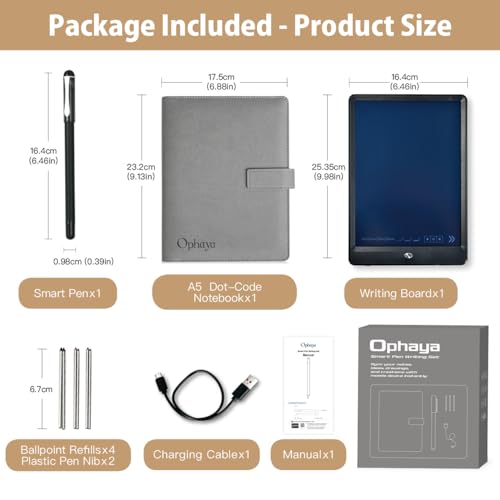 Ophaya Digital Smart Pen Smart Notebook and Board Writing Set for Note Taking | Gifts for Adults Women Men Coworkers Teachers Students Friends | Sync Paper Notes to Phone Instantly | Convert to Text - size: 3in1 set
