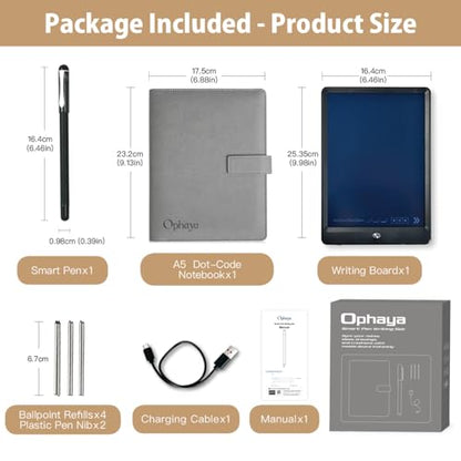 Ophaya Digital Smart Pen Smart Notebook and Board Writing Set for Note Taking | Gifts for Adults Women Men Coworkers Teachers Students Friends | Sync Paper Notes to Phone Instantly | Convert to Text - size: 3in1 set