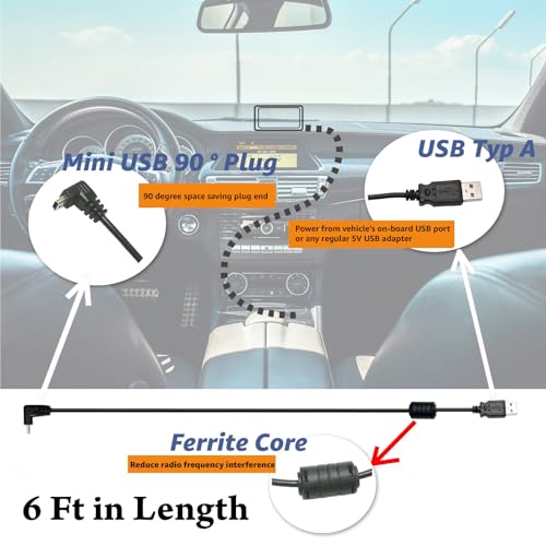 EDOTech 6 Ft Mini USB Car Charger Power Cord for Garmin Nuvi Drive DriveSmart DriveAssist DriveTrack RV Auto Handheld Navigation GPS TA20 Compatible