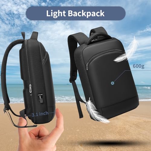 Slim Laptop Backpack for Men 15.6 Inch Lightweght Business Backpack Waterproof Travel Backpack with USB Charger Port Computer Bag College Backpacks Gifts for Men Women - size: Medium