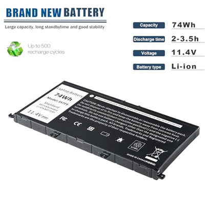 74Wh 71JF4 357F9 0GFJ6 Laptop Battery for Dell Inspiron 15 7000 7559 7567 7566 7759 7557 5577 INS15PD Series P57F P57F003 P65F P65F001 071JF4 INS15PD-3848B INS15PD-2748B INS15PD-1548B INS15PD-1548R - size: 10.19*7.27*0.24inch 357F9