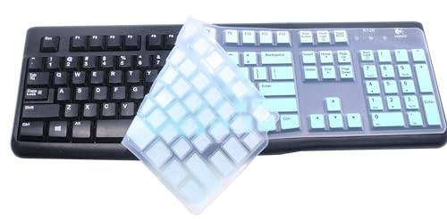Silicone Keyboard Skin Cover Protector Compatible for Logitech K120 & MK120 Full-Size Wired Keyboard, MK120 & K120 Keyboard Protective Accessories (Ombre Mint) - color: Ombre Mint, size: Compatible for Logitech mk120