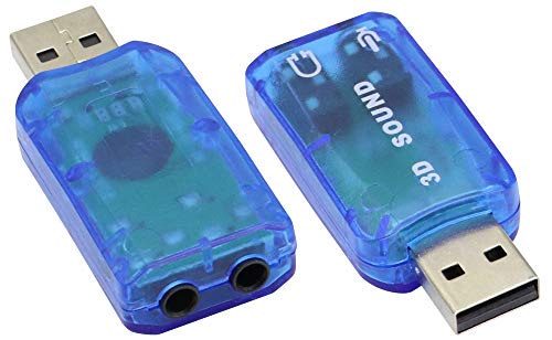 External 5.1 USB Stereo Sound Card USB 2.0 to 3D Audio Sound Card Adapter Virtual 5.1 Channel for Windows and Mac, PC, Notebook with 3.5mm Headphone and Microphone - 2 Pack(Blue) - color: blue