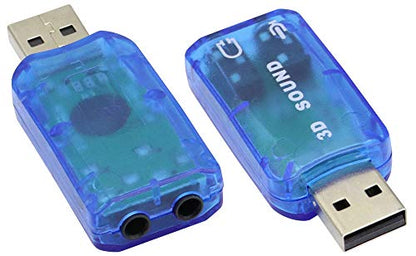 External 5.1 USB Stereo Sound Card USB 2.0 to 3D Audio Sound Card Adapter Virtual 5.1 Channel for Windows and Mac, PC, Notebook with 3.5mm Headphone and Microphone - 2 Pack(Blue) - color: blue
