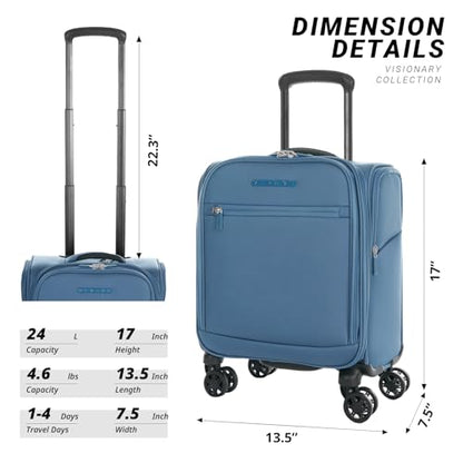Verage Underseat Carry On Luggage with Wheels,14-Inch,Coast Blue | Personal Item Bag,Airline Approved, Laptop Compartment, USB Charging Port - color: Coast Blue, size: 14-Inch Compact Underseat