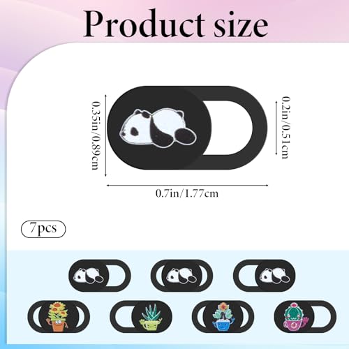 7 Pcs Laptop Camera Cover Slide, Webcam Cover Slide, Ultra-Thin Camera Privacy Covers Web Cam Privacy Blocker Panda Laptop Covers for Desktops Computers Smartphones Tablets Notebooks