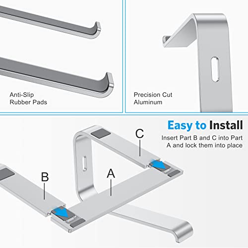OMOTON Laptop Stand, Detachable Mount for MacBook Air/Pro Dell HP Silver | 11-17" Laptop Holder for Desk, Notebook Computer Mount, Lightweight Cooling for Desk, Ergonomic Home Office - color: Silver