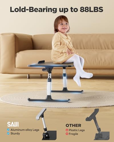 SAIJI Book Stand for Reading Hands Free with Page Paper Clips in Bed Laptop Desk Table | Laptop Desk Table, Portable Lightweight Lap Desk Tray for Writing Eating Breakfast on Couch Sofa Floor (20.5"x11.8",Black)