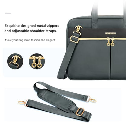 Ferkurn Laptop Bag Case Women Men Computer Bag Compatible with MacBook/HP/LG/Dell, Shoulder Strap Slim Carrying Messenger Briefcase, Grey, 14 Inch - color: Heather Grey, size: 14 inch