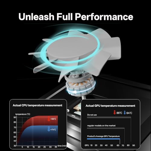 DEPGI Movable RGB Laptop Cooler with 5.5" Sliding Fan, Ergonomic Cooling Stand with 8 Light Modes for 14-17.3 Inch Gaming Laptops - color: Black, size: Extra Large