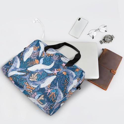 Cute Whale Laptop Case 15.6 in Computer Bag | Waterproof Laptop Briefcase Laptop Bag for Women & Men - color: Cute Whale