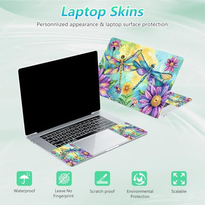 Laptop Skin Sticker Decal 12"-15.6" Universal Laptop/Notebook/Netbook Vinyl - Waterproof Scratch Resistant,Fits HP Dell Lenovo MacBook,2 Free Wrist Pads,Easy Apply & Remove,Dragonfly Couple - color: Dragonfly Couple