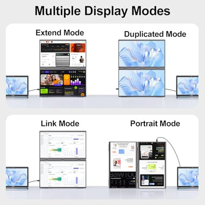 Dual Portable Monitor, 18.5" 1080P FHD IPS Folding Stacked Triple Laptop Screen Extender, USB-C Plug & Play Travel Extended Computer Display for Laptop PC Windows Mac w/Stand & VESA Mountable - size: 18.5