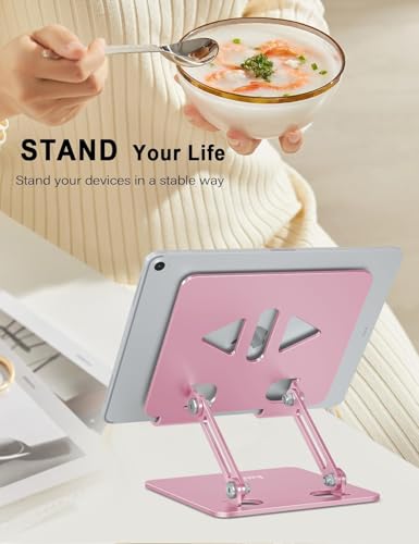 Aoviho Tablet Stand for Desk,Adjustable Tablet Holder,Rose Gold | Stable Aluminum Design, Fits iPad Pro/Air/Mini & Samsung Tablets, Adjustable Viewing, Ideal for Office & Home - color: Rose Gold