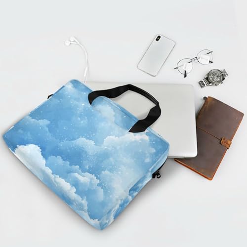 Laptop Zipper Case Portable Crossbody Messenger with Handle and Shoulder Strap 15.6 inch Computer Case Cloud Blue Sky