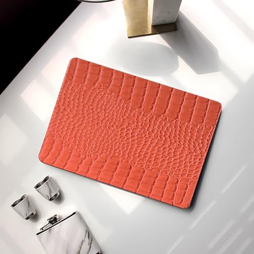 Compatible with MacBook Air 13 inch Case 2026 M5, 2022-2025 M4/M3/M2 A3449 A3240 A3113 A2681, Texture Luxury Crocodile Aligator Skin Snakeskin PU Leather Hardshell Case & Keyboard Cover, Orange - color: # Shiny Orange Crocodile