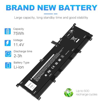 8N0T7 TMFYT Laptop Battery for Dell XPS 15 9575 2-in-1 Precision 5530 2-in-1 Series P73F001 15-9575-D1805TS D1605TS D2801TS D2605TS i5-8305G i7-8705G 2-in-1 Notebook 08N0T7 0TMFYT P73F D69V4 451-BCJG - size: 12.01*3.46*0.31inch 8N0T7