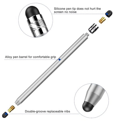 2 Pack Stylus Pens for Touch Screens, High Sensitivity Precision Capacitive Stylus Pen Compatible with iPad iPhone Samsung Tablets All Universal Touchscreen Devices with 4 Rubber Tips (Black) - color: Black