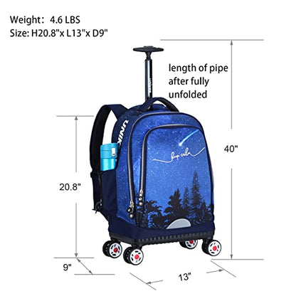 Rolling Backpack with Wheels for Travel, Roller Backpack for Women, Wheeled Laptop Bag Fits 15.6 Inch Notebook - color: Falling Star