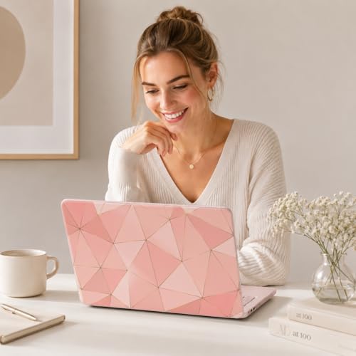 for MacBook Neo 13 Inch Case 2026 Release Model A3404, Cute Aesthetic Ultra-Slim Hard Shell with Keyboard Cover, 6-in-1 Laptop Accessories Bundle for Women Girls, Rose Gold Geometric - color: Rose Gold Geometric