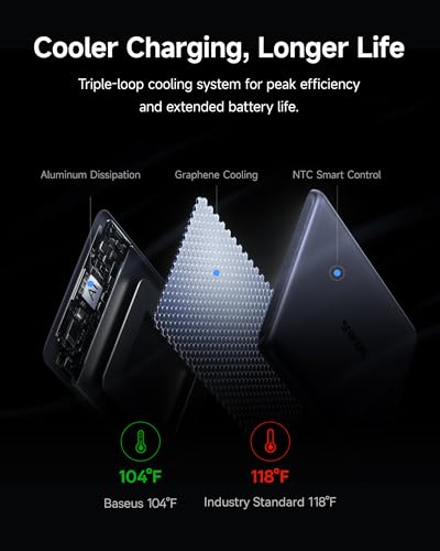 Baseus Picogo Power Bank, Smallest 5,000mAh Magnetic Wireless Charger with USB-C Braided Cable, Fast Charging Portable Battery Pack, NTC Safety Alloy Travel Essential for iPhone 17 Pro Max/17 Air/17e - color: Space Grey