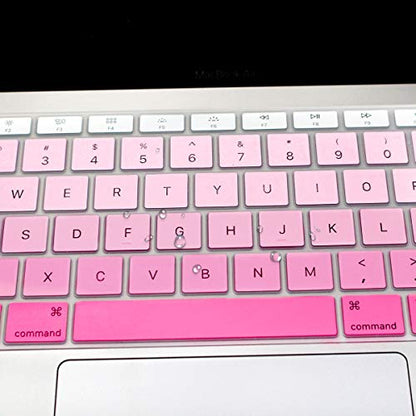 Se7enline Compatible with MacBook Air 13 Keyboard Cover 2018/2019/2020/2021/2022/2023/2024 Protector for MacBook Air 13-Inch Touch ID with Retina Display M1 A2337/A2179 US Layout, Gradient Pink - color: Gradient Pink