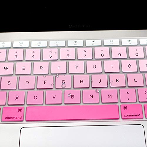 Se7enline MacBook Air 13 Keyboard Cover 2020 New Silicone Protector for MacBook Air 13-Inch with Touch ID with Retina Display Model A2179 US Layout Protective Skin, Gradient Pink | Silicone Waterproof Dustproof Durable Washable Laptop Accessories Protecti