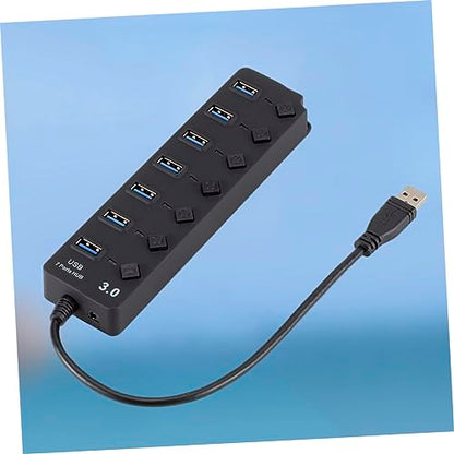 HOMSFOU Multi-Function USB Splitter Hub 7-Port Usb3.0 Hub for Laptop Pc Overcurrent Short-Circuit Protection