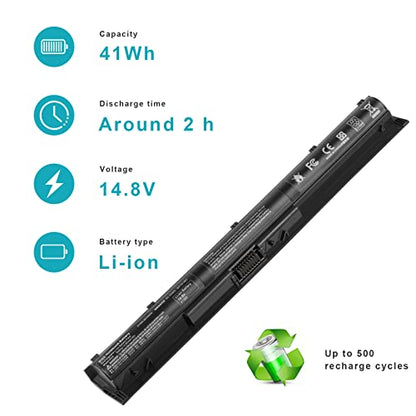 800049-001 KI04 Battery for HP Pavilion15-ab 15-an 17-g 15t-ab100 17t-g100 Series 15-ab143cl 15-ab223cl 15-ab153nr 15-an044nr 14-ab166us 17-ab220nr 17-g133cl 800009-421 800010-421 TPN-Q158 HSTNN-LB6S - size: 10.79*1.26*0.87inch KI04