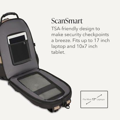 SWISSGEAR 1900 ScanSmart Laptop Backpack, Fits Most 17-Inch Laptops, TSA-Friendly Lay-Flat Design, RFID Protection, and Tablet Pocket, Black, 31L, 18.5-Inch - color: Pastel Brown