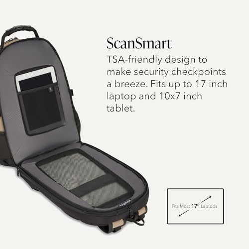 SWISSGEAR 1900 ScanSmart Laptop Backpack, Fits Most 17-Inch Laptops, TSA-Friendly Lay-Flat Design, RFID Protection, and Tablet Pocket, Black, 31L, 18.5-Inch - color: Pastel Brown