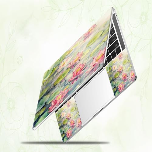 Laptop Skin Sticker Decal, Universal Reusable Vinyl Laptop Cover for 12" 13" 13.3" 14" 15" 15.4" 15.6" Notebook PC, Reusable Waterproof Scratch-Resistant with 2 Wrist Pads,Art Flower Lotus - color: Art Flower Lotus