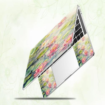 Laptop Skin Sticker Decal, Universal Reusable Vinyl Laptop Cover for 12" 13" 13.3" 14" 15" 15.4" 15.6" Notebook PC, Reusable Waterproof Scratch-Resistant with 2 Wrist Pads,Art Flower Lotus - color: Art Flower Lotus