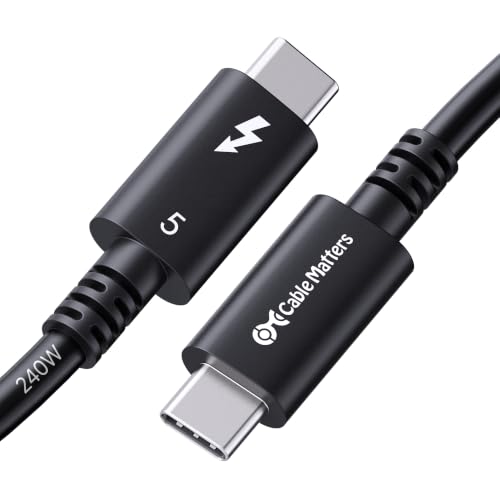 Cable Matters [Intel Certified] 80Gbps Thunderbolt 5 Cable, 3.9ft / 1.2m | [Up to 120Gbps Boost, 8K@120Hz / 6K@240Hz / 4K@540Hz with DSC, 240W, 80G Data Transfer], Black, Supports TB 4/3, USB4, USB-C - color: Black, size: 3.9 ft