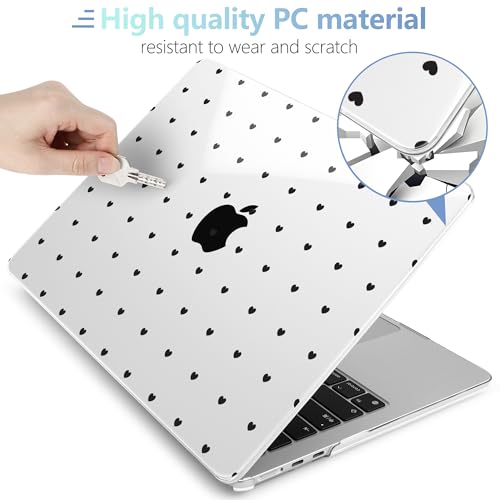MEEgoodo for M5/M4/M3/M2 MacBook Air 15 inch Case 2026 2025 2024 2023, Case Fit Model (A3448/A3241/A3114/A2941) for MacBook Air 15.3 inch, Black Hearts - color: Black Hearts