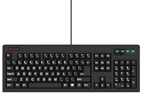 New 104-Key Large Print USB Wired 7ft, Spill-Resistant, Sleek Black, Durable Keyboard for Laptop, Mac, TV, and Computer (Black) - color: Black