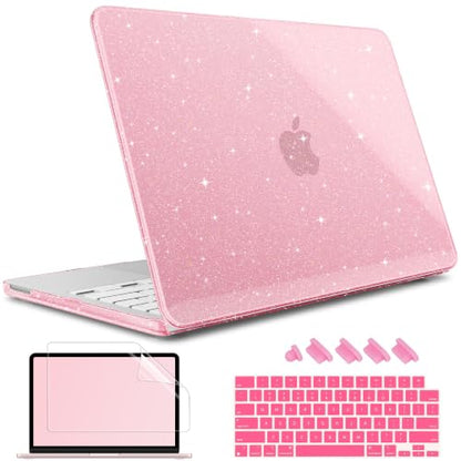 May Chen Compatible with MacBook Neo 13 inch Case 2026 Model A3404, Plastic Hard Shell,Keyboard Cover,Screen Protector,Dust Plug, for MacBook Neo 13" with A18 Pro Chip, Glitter Pink - color: Glitter Pink