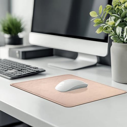 PU Leather Mouse Pad With Stitched Edge, Micro-Fiber Base, Non-Slip Waterproof for Computers, Laptop, 8x11 Inch (Champagne Gold) - color: Champagne Gold, size: 8L x 11W inches