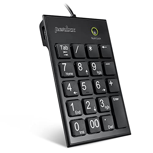 Perixx Peripad-202H Wired Slim Numeric Keypad, X Type Scissor Keys with 2 USB Hubs and Tab Key, Black - style: USB with 2 Hubs