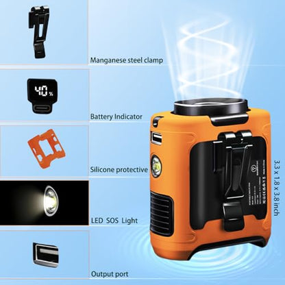 CAZOKASI Personal Waist Clip Fan Rechargeable Wearable Hand Free Wearable Cooler Fan for Traveling Working Outdoor Office (10000mAh / Orange) - size: 10000mAh / Orange