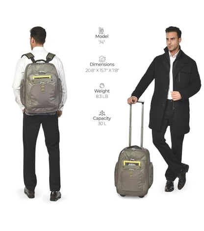 Heliar Rolling Backpack with Wheels | Wheeled Roller Backpack for Business & Travel, Adjustable 13-18 Inch Laptop Backpack with Laptop Compartment & Carry-On Design - color: Green
