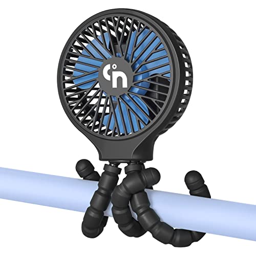WiHoo Portable Stroller Fan, 11H Ultra-long Battery Life 3 Speed 360°Rotate, USB Rechargeable or Battery Operated Cooling Clip On Personal Fan for Baby Crib Travel Car Seat Black - color: Black