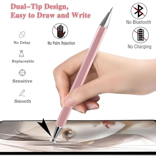 3 in 1 Universal Stylus Pen for Touchscreen,High Sensitivity&Precision | Metal Barrel, No Bluetooth,No Charging Capacitive Stylus Pen for iPad/Nintendo Switch/iPhone/Android/Samsung/Tablets-Pink - color: Pink