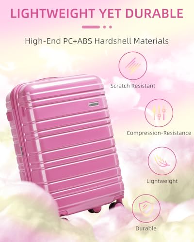 LARVENDER Carry on Luggage Sets 3 Piece, 20 Inch Suitcases, Glossy Berry | 22x14x9 Airline Approved, Lightweight PC+ABS Hardshell, Smooth 360° Double Wheels, TSA Lock, 3-Piece Set with XL Backpack - color: Glossy Berry (XL-BP), size: 3 Piece Set (Backpack