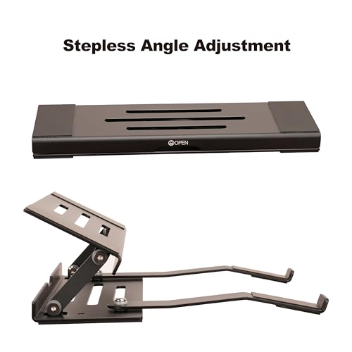 Aluminum Fold & Laptop Riser Stand 3-in-1 Adjustable, Foldable Cooling Stand with Integrated Storage Box, Ruler and Ultra-Slim Portable Design for MacBook, Tablet, Ipad, Keyboard and All Laptop - color: Black