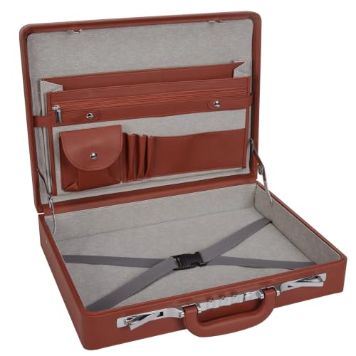Garvee Briefcases for Men, Professional Leather Briefcase | Integrated Lock, Hard Side, Expandable Attache Case, 15.6" Laptop, Work Office Travel - color: Brown